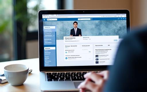 A polished LinkedIn profile displayed on a laptop screen, emphasizing professional presentation.